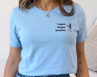 Cute vegan t-shirt, happy vegan t-shirt, cute vegan shirt, vegan graphic tee, happy vegan shirt, healthy vegan t-shirt, healthy vegan shirt