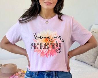 Mirrored Text T-shirt, Give Yourself Grace, Self Love Tee