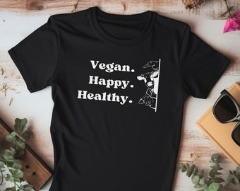 Happy Vegan Graphic Tee, Unisex Jersey T-Shirt