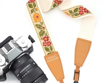Personalized Embroidered Camera Strap - 1.5" Vintage Ribbon | Customizable Photography Strap | Gift for Photographers