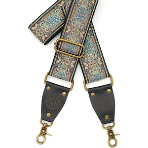 Personalisierte gestickte Crossbody Strap | Vintage Style mit Gold Metallic Faden | Geschenk für Sie & Ihn