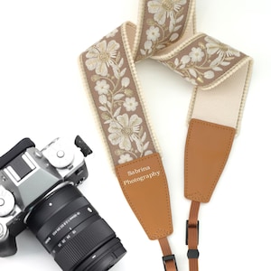Personalized Embroidered Camera Strap - 2.0" Vintage Ribbon | Customizable Photography Strap | Gift for Photographers