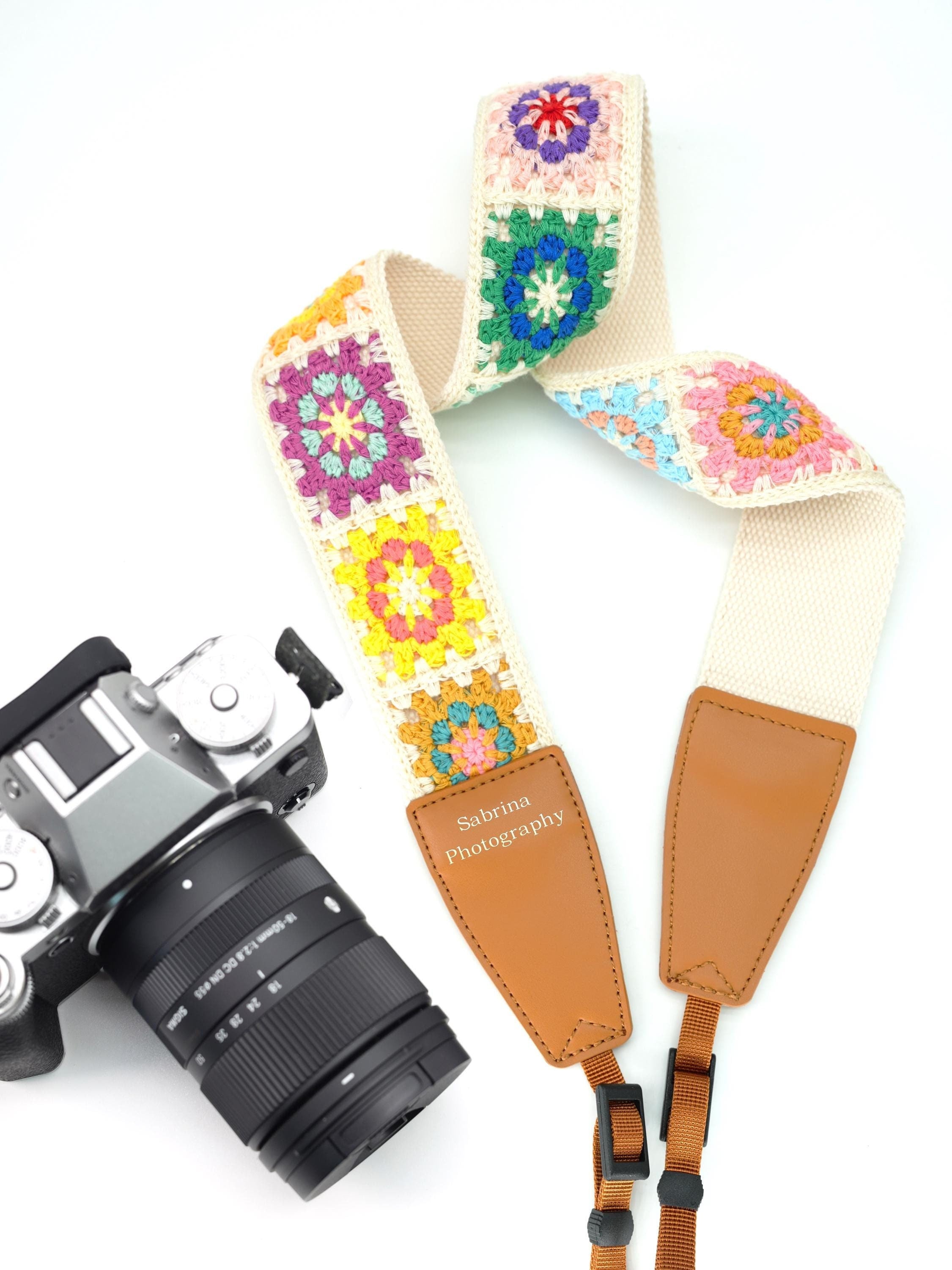 Personalized Crochet Flower Camera Strap - 2.0