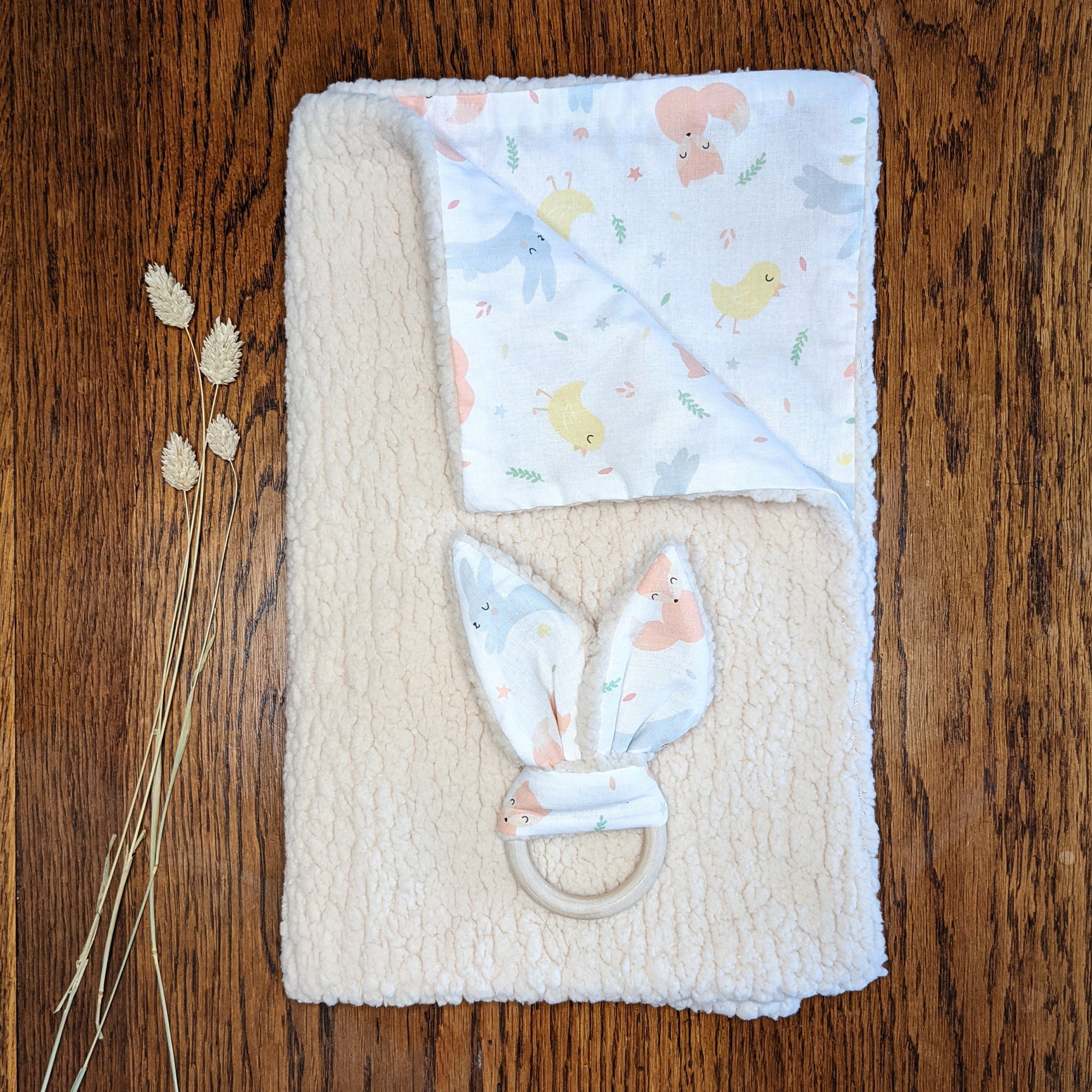 Coffre Naissance Personnalisé - Coffret Cadeau Bébé Couverture Anneau de Dentition Couverture Anneau