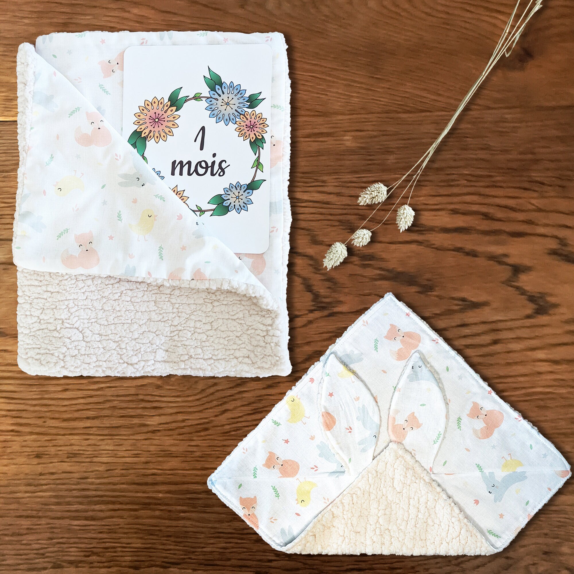 Coffret Naissance Cartes Étapes, Couverture et Doudou Pour Bébé