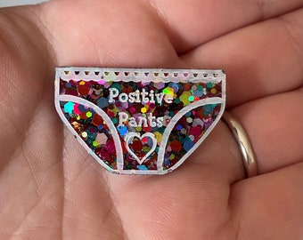 Positive Pants Badge, needle minder, keyring brooch, mental health and well-being gift, positivity gift, cheer up,