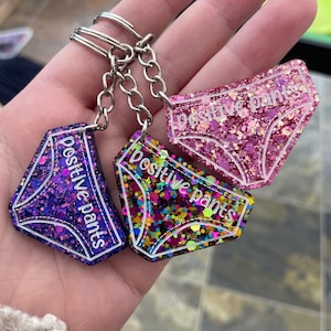 Positive Pants keyring, mental health and well-being gift, positivity gift, cheer up,