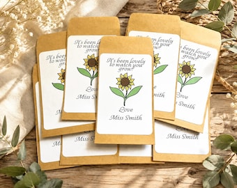 End of term, gifts for class, Personalised school gifts from teachers, End of term gift, seed packets, grow your own Sunflower, Eco gift