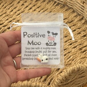 Positive Moo, Vitellino All'uncinetto Con Biglietto Motivazionale, Regalo Fatto A Mano Per Incoraggiamento