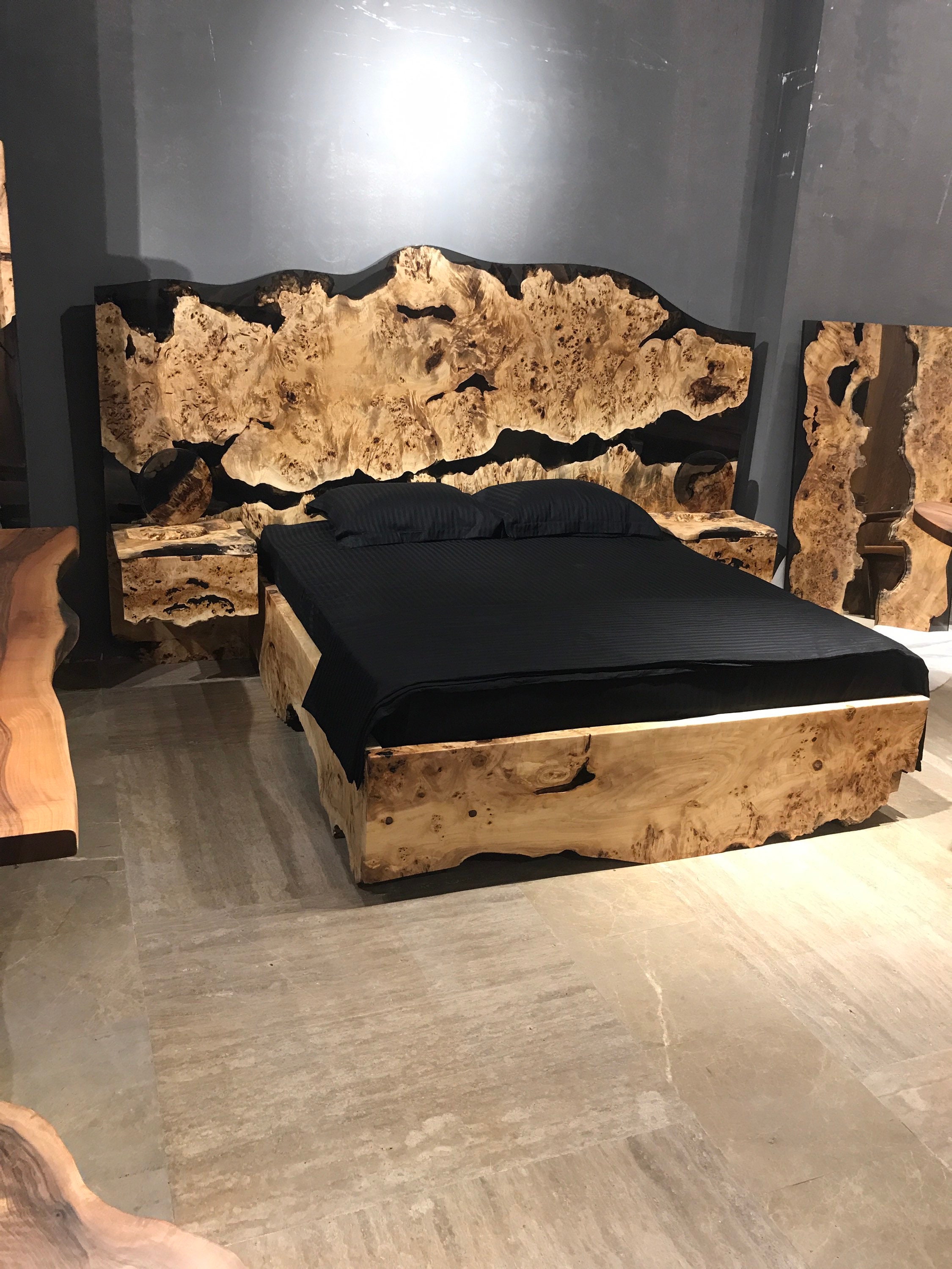 Luxury Epoxy Headboard Bedroom Set Maple Burl Wood Epoxy Resin Etsy
