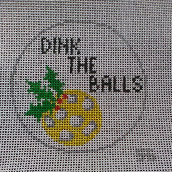 Pickleball Needlepoint Hand Painted Canvas, 4" 13 Mesh