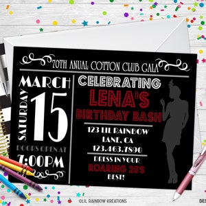 774 | Invitation à la fête des années 20 rugissantes et carte de remerciement