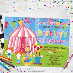 251 | Invitation à une fête de cirque et cartes de remerciement