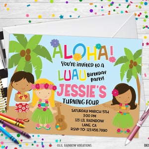 058 | Luau Party Invitation & Thank You Card