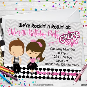 795-02 | Invitation à la Sock Hop Party et carte de remerciement