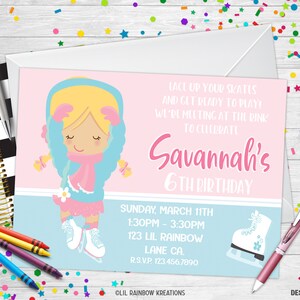 289 | Invitation à une fête de patinage sur glace et carte de remerciement