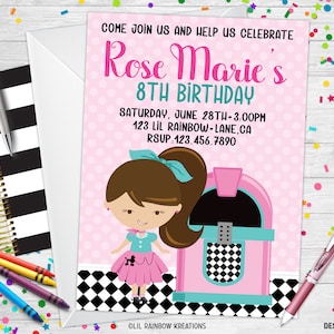436 | Convite para festa Sock Hop e cartão de agradecimento