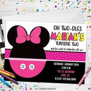 052 / Invitación inspirada en Mickey Ears fiesta & Tarjeta de agradecimiento