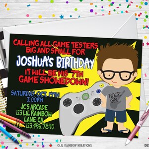 043 | Gamer Party Einladung & Dankeschön-Karte