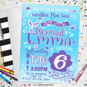944 | Mermaid Party Invitation & Thank You Card