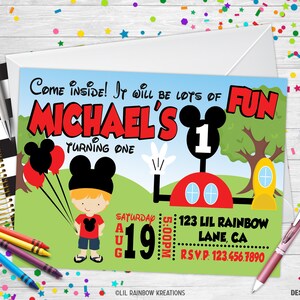 055 | Mickey Mouse Clubhouse Inspired Party Invitation & Thank You Card