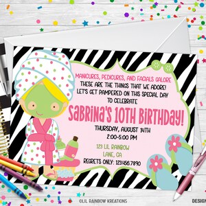013-02 | Zebra Print Spa Party Invitation & Thank You Card