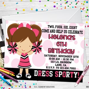 102 | Cheerleader Party Invitation &Carte de remerciement