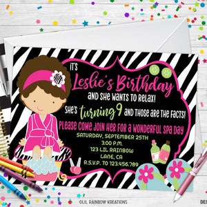 015 | Zebra Print Spa Party Invitation & Thank You Card
