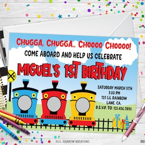 099 / Choo Choo Train Party Invitación & Tarjeta de agradecimiento