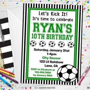 802 | Invitation à une fête de football et carte de remerciement