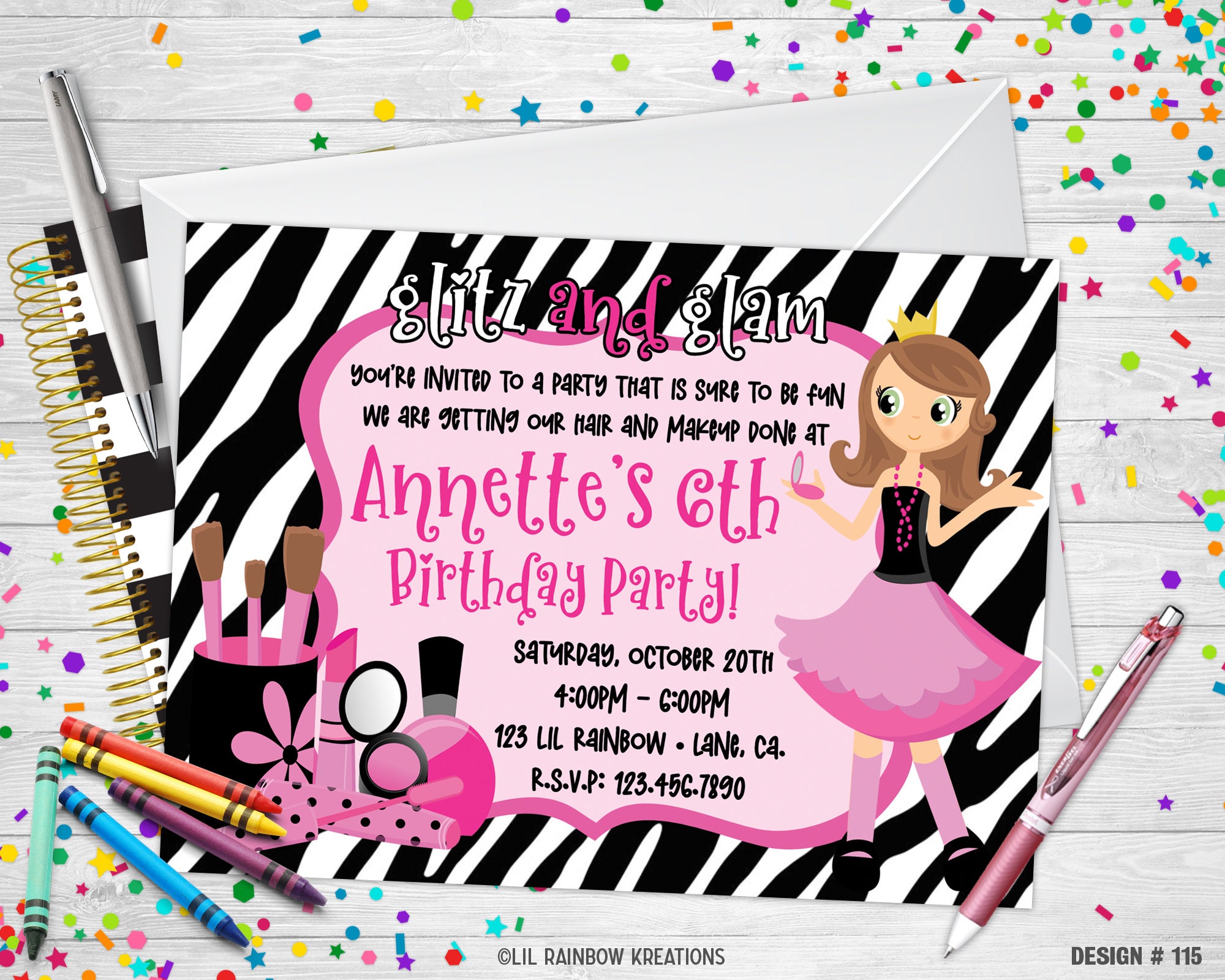115 Glitz and Glam Party Invitation Etsy UK