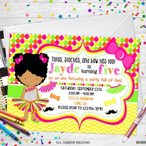 768-02 | Convite para festa de tutu e gravata borboleta e cartão de agradecimento