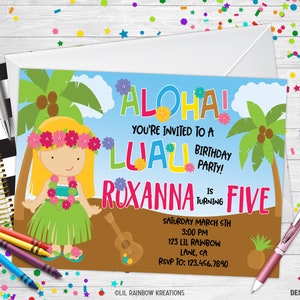 057 | Luau Party Invitation & Thank You Card