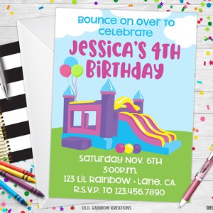 090 / Bounce House Party Invitation & Biglietto di ringraziamento