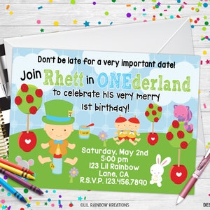 820 | Mad Hatter In Onderland Party Einladung & Dankeskarte