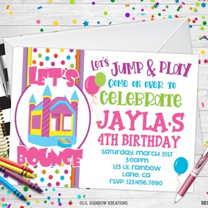 088 / Bounce House Party Invitation & Biglietto di ringraziamento