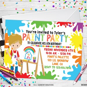 826-02 / Invitación a la fiesta de pintura y tarjeta de agradecimiento