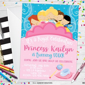 074 / Invitación a la fiesta de la princesa & Tarjeta de agradecimiento