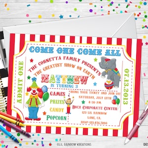 370 | Ticket Style Zirkus Party Einladung