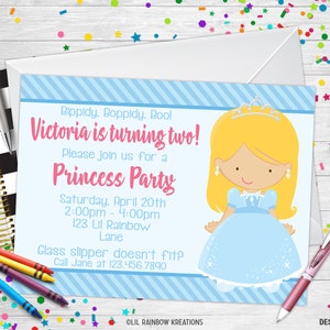 034 | Convite para festa inspirado na Princesa Cinderela e cartão de agradecimento