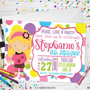 041 | Peace and Love Party Invitation et Thank You Card