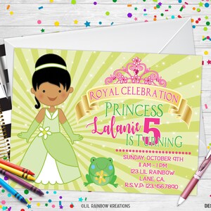 181 | Prinzessin Tiana Inspirierte Party Einladung & Dankeskarte