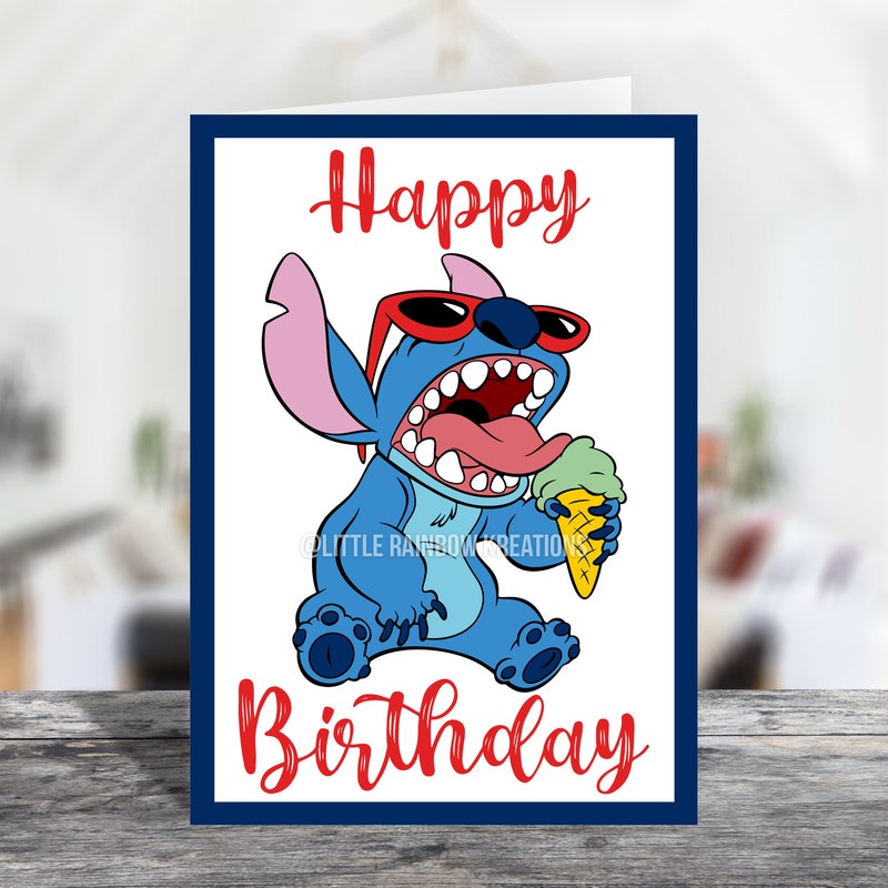 Printable Stitch Birthday Cards Etsy