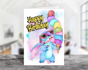 Lilo and Stitch Coloring Page. Printable Stitch Birthday Cards. Stitch ...