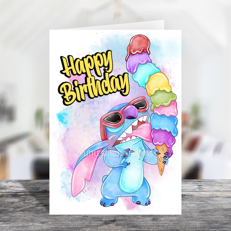 Stitch Birthday Card - Etsy