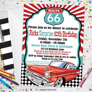 862 | Route 66 Party Invitation