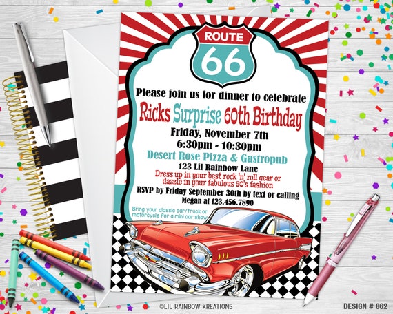 862 Route 66 Party Invitation - Etsy