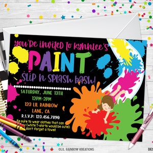 819 | Slip and Paint Party Einladung & Dankeskarte