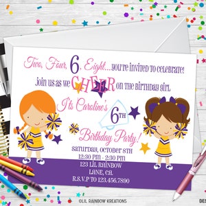 103 | Cheerleader Party Invitation &Carte de remerciement