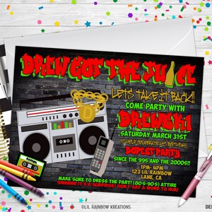 937 | Funky Boombox Hip Hop Party Uitnodiging